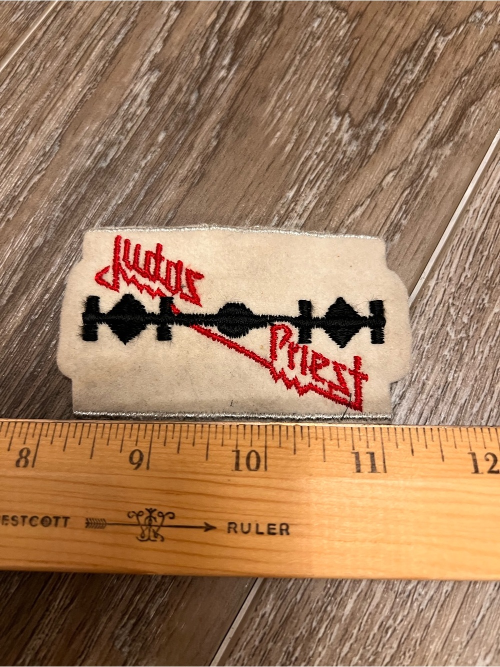 White Embroidered Logo Patch